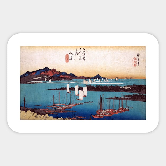 Utagawa Hiroshige Panorama of Miwo Pine Wood from Ejiri Sticker by pdpress